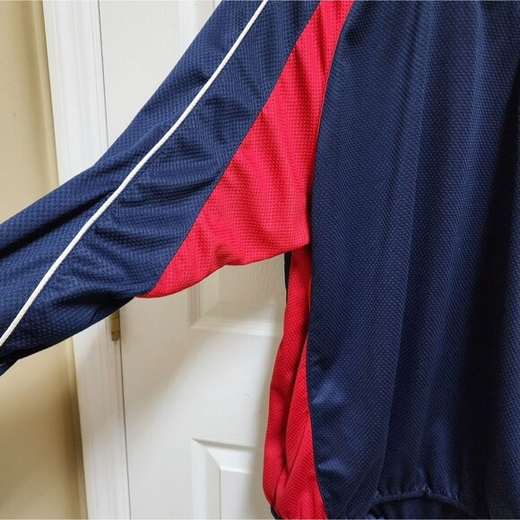 Mizuno Windbreaker Mens M Blue Red Cardinal W Logo Embroidered Long Slv Pullover - Picture 9 of 14